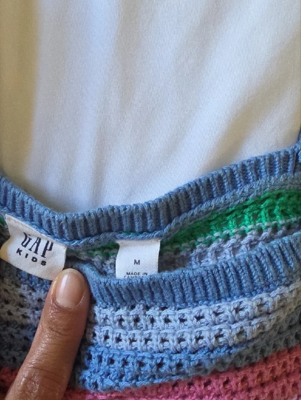 GAP Multi-Color Crochet Stripe Tank Top - Pink, Blue, Green, Cream